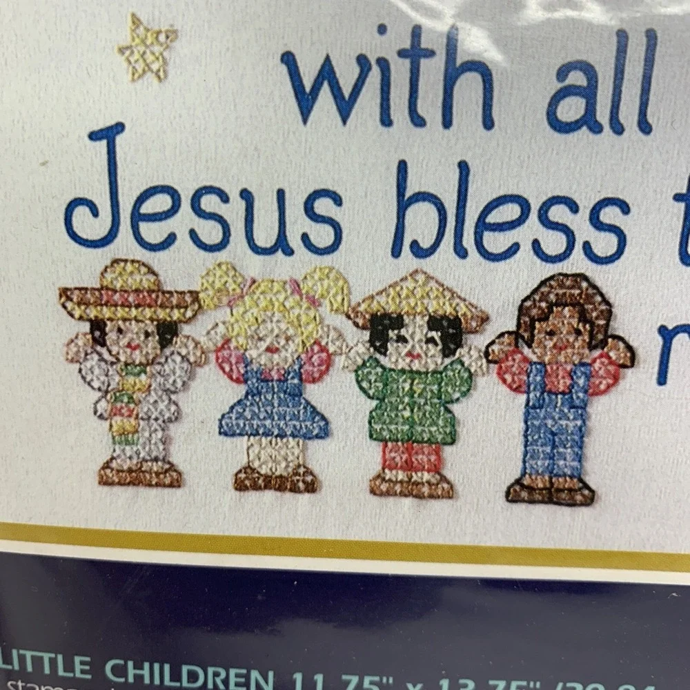 NIP Bucilla Stamped Cross Stitch Kit All The Little Children 42745 Jesus NEW HTF